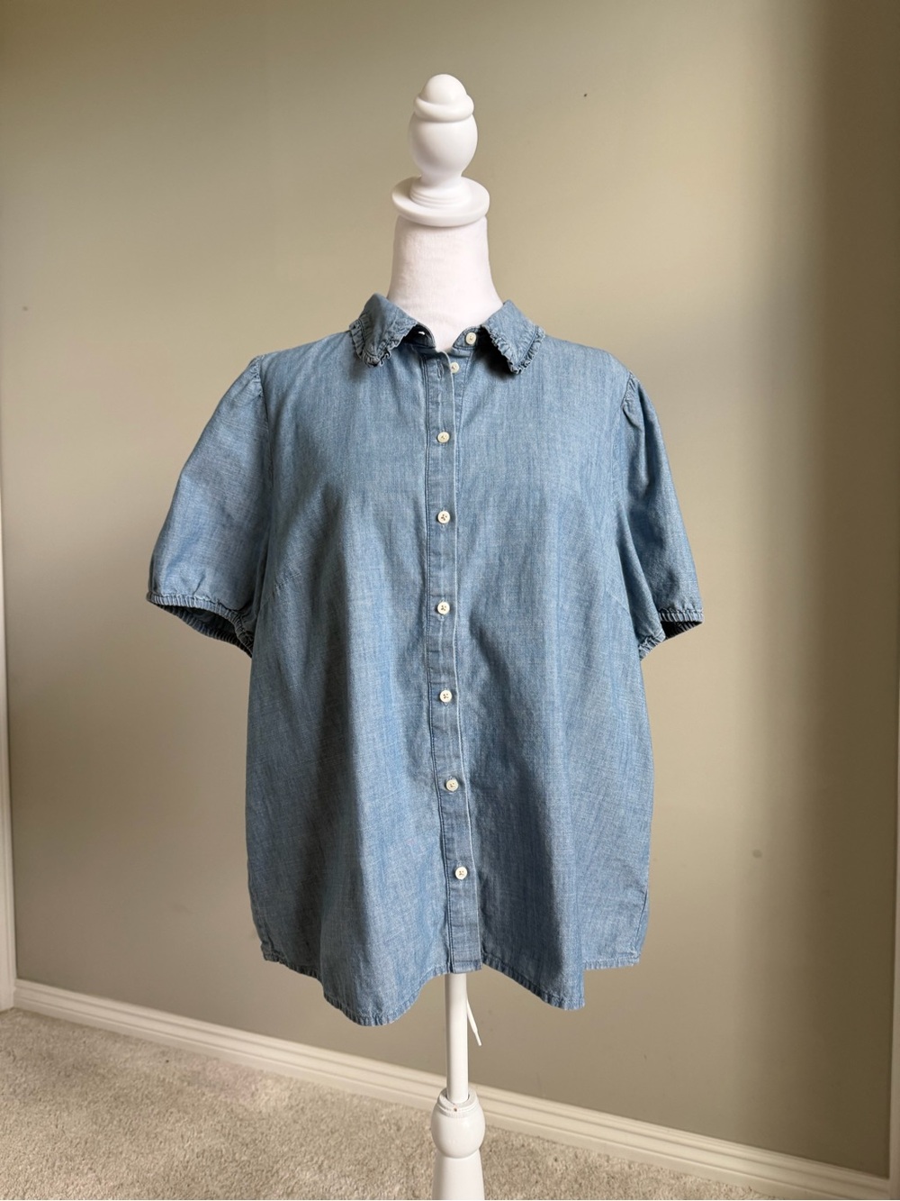 J. Crew Light Blue Short Sleeve Denim Button-Front Shirt